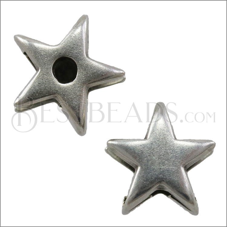 5mm flat STAR spacer ANT SILVER - 10 pcs