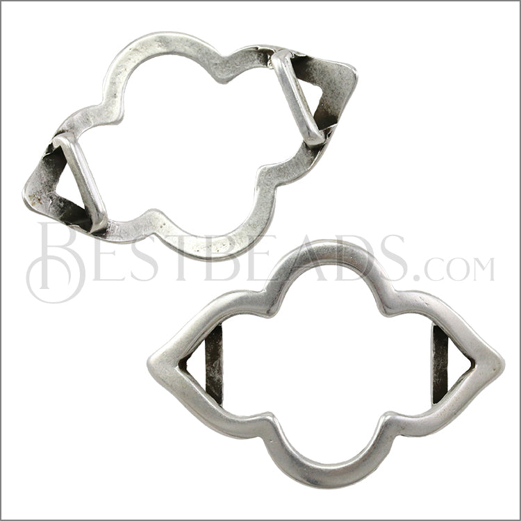 10mm flat MOROCCAN FRAME slider ANT SILVER - 10 pcs