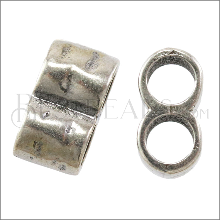 5mm round DOUBLE HAMMERED slider ANT SILVER - 10 pcs