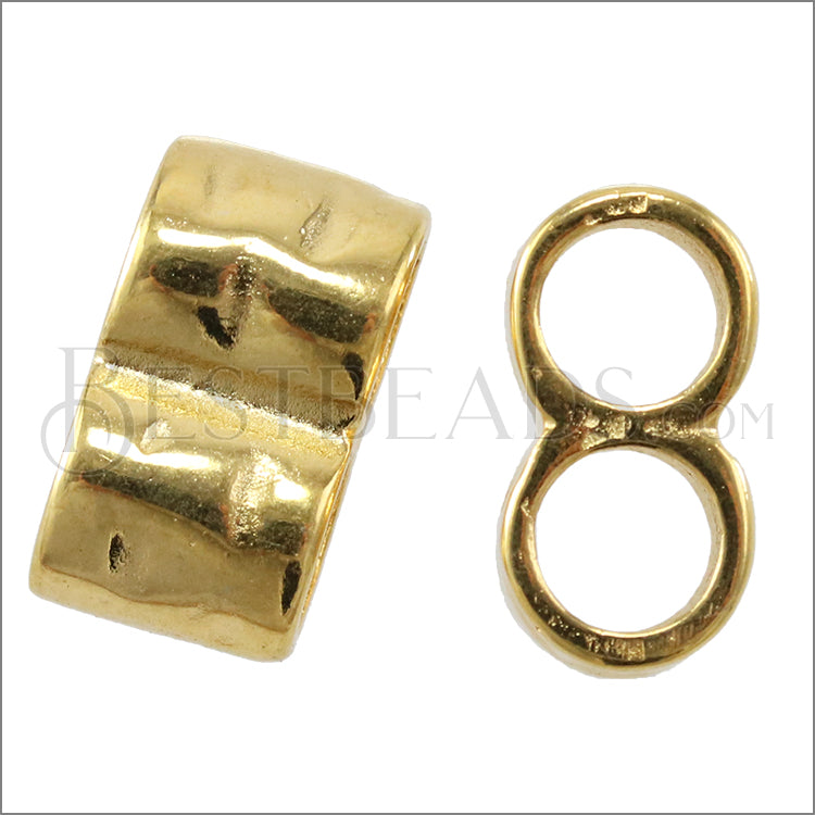 5mm round DOUBLE HAMMERED slider SHINY GOLD - 10 pcs