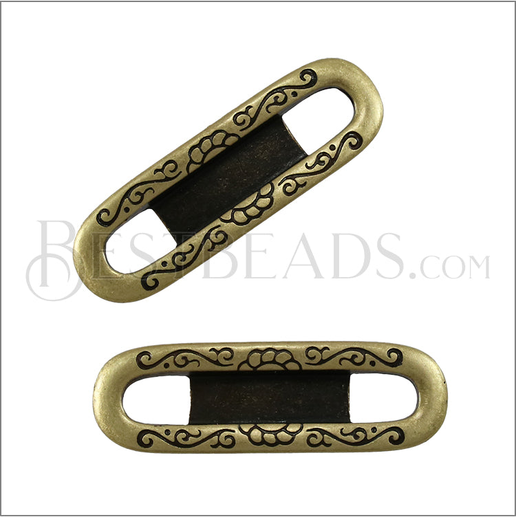 5mm Flat COWBOY FRAME slider ANTIQUE BRASS - 10 pcs
