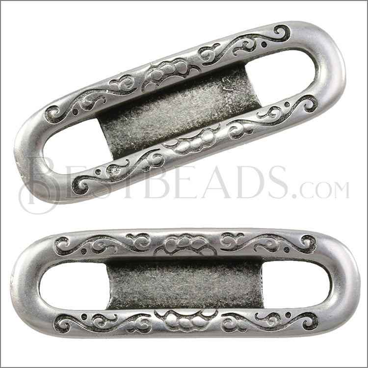 5mm Flat COWBOY FRAME slider ANTIQUE SILVER - 10 pcs