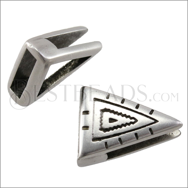 10mm Flat SOUTHWEST TRIANGLE slider ANT SILVER - 10 pcs