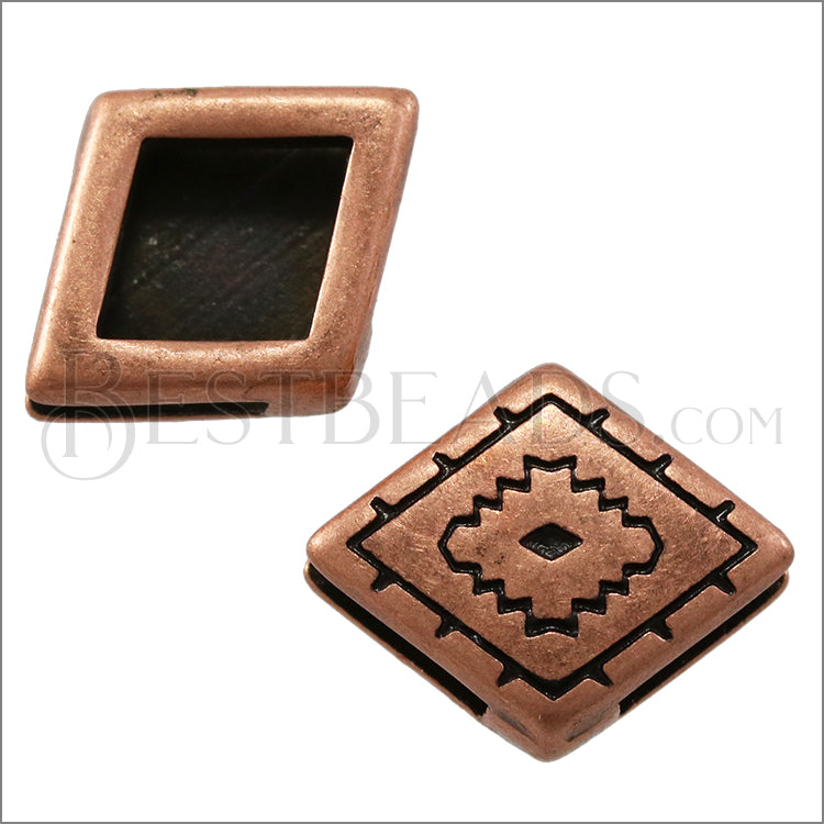 10mm Flat SOUTHWEST DIAMOND slider ANT COPPER - 10 pcs