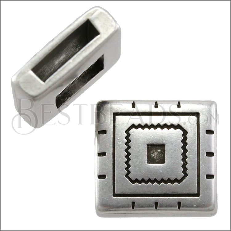 10mm Flat SOUTHWEST SQUARE slider ANT SILVER - 10 pcs