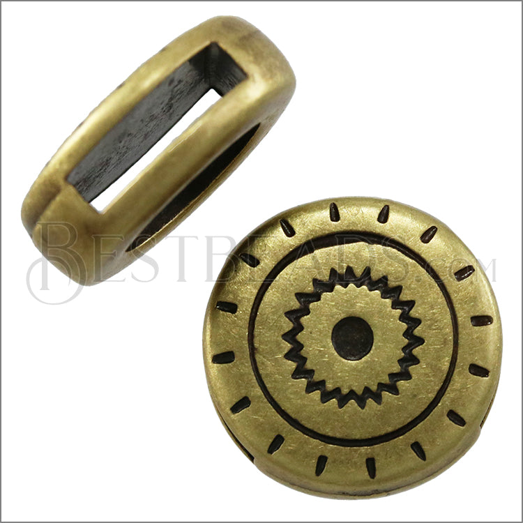 10mm Flat SOUTHWEST CIRCLE slider ANT BRASS - 10 pcs