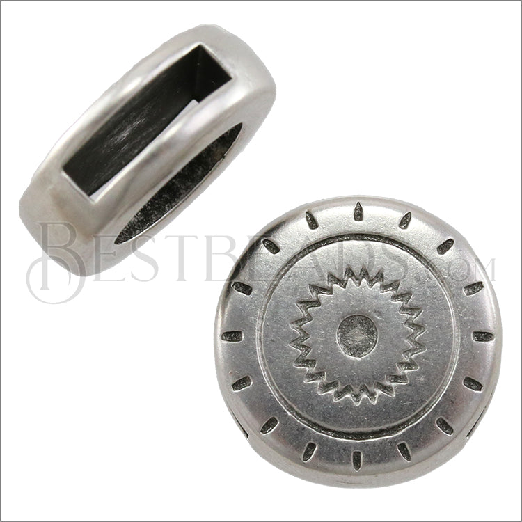10mm Flat SOUTHWEST CIRCLE slider ANT SILVER - 10 pcs