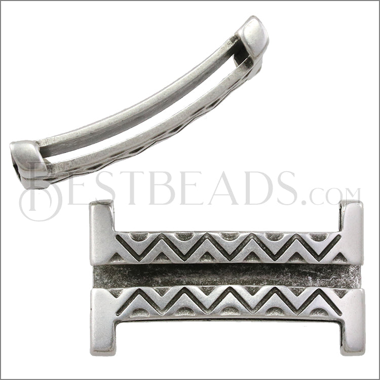 20mm Flat SOUTHWEST STRIPES slider ANT SILVER - 10 pcs