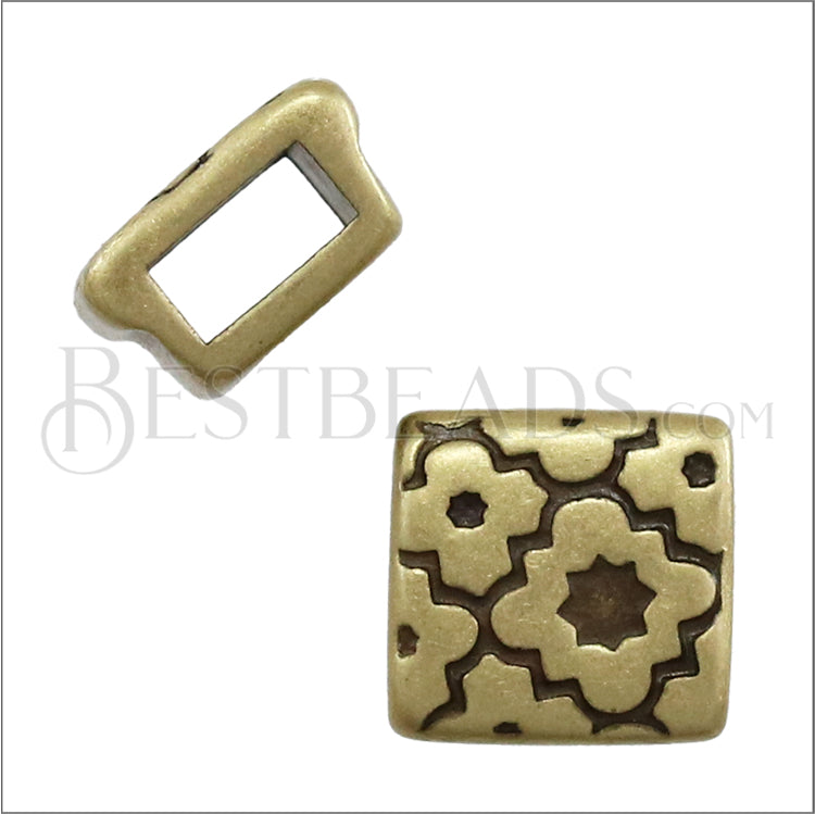 5mm Flat CROSS PATTERN SQUARE slider BRASS - 10 pcs