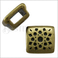 5mm Flat SUNBURST SQUARE slider ANT BRASS - 10 pcs