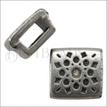 5mm Flat SUNBURST SQUARE slider ANT SILVER - 10 pcs