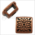 5mm Flat FOLK FLOWER SQUARE slider ANT COPPER - 10 pcs