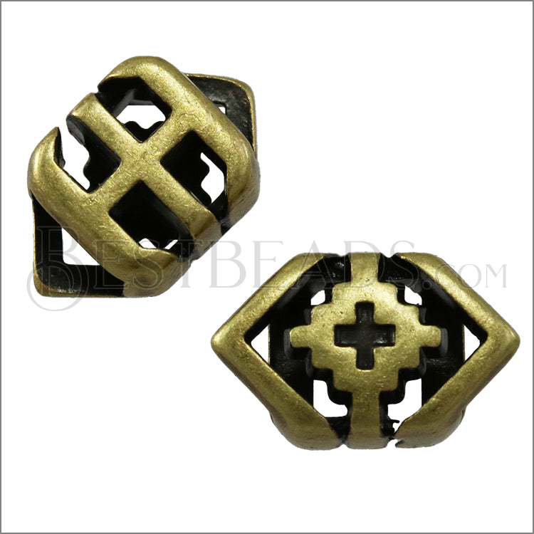 5mm Flat SOUTHWEST RHOMBUS SQUARE slider ANT BRASS - 10 pcs