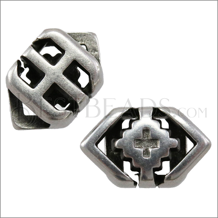 5mm Flat SOUTHWEST RHOMBUS SQUARE slider ANT SILVER - 10 pcs