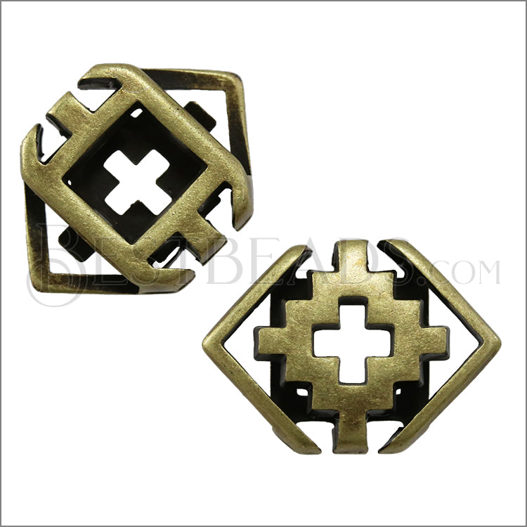 10mm Flat SOUTHWEST RHOMBUS slider ANT BRASS - 10 pcs