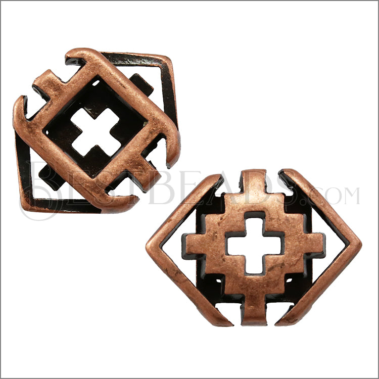 10mm Flat SOUTHWEST RHOMBUS slider ANT COPPER - 10 pcs