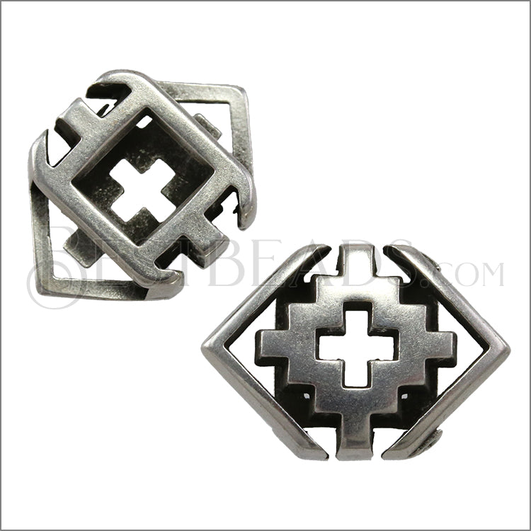 10mm Flat SOUTHWEST RHOMBUS slider ANT SILVER - 10 pcs
