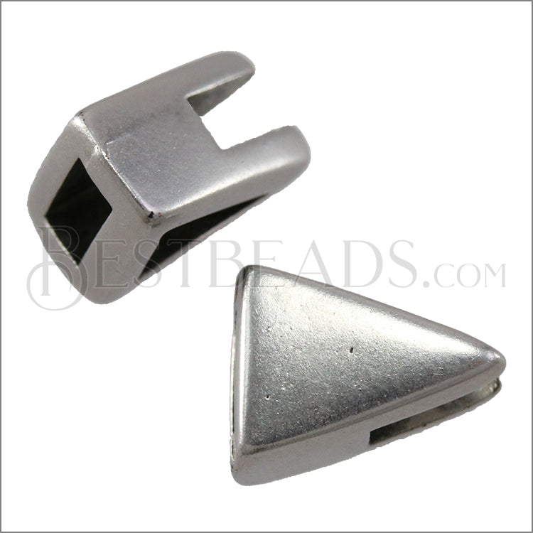 5mm Flat PLAIN TRIANGLE slider ANT SILVER - 10 pcs