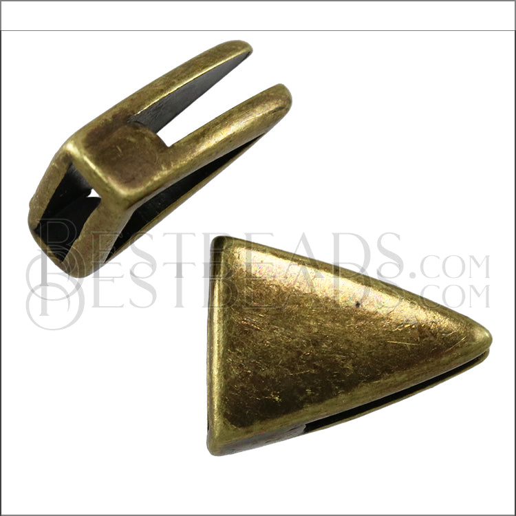 10mm Flat PLAIN TRIANGLE slider ANT BRASS - 10 pcs
