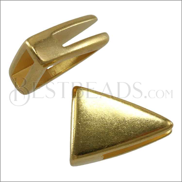 10mm Flat PLAIN TRIANGLE slider GOLD - 10 pcs