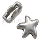 10mm Flat PLAIN STARFISH slider ANT SILVER - 10 pcs