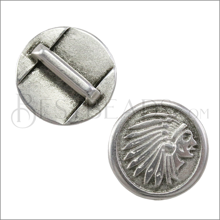 10mm Flat INDIAN HEAD COIN slider ANT SILVER - 10 pcs