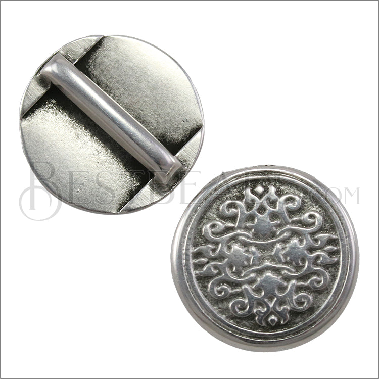 15mm Flat DAMASK slider ANT SILVER - 5 pcs