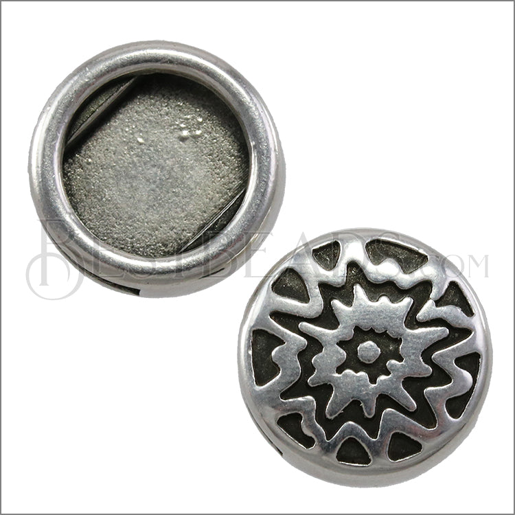 10mm flat PLASMA slider ANT SILVER - 10 pcs