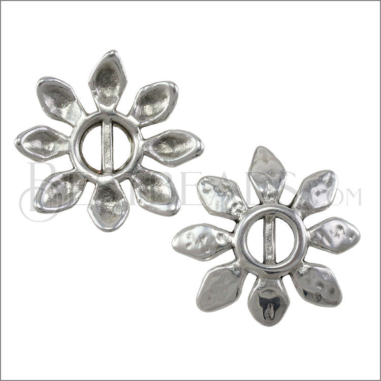 5mm flat PETAL POWER slider ANT SILVER - 5 pcs