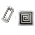 5mm flat SQUARE COIL slider ANT SILVER - 10 pcs