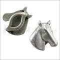 10mm flat HORSE FACE slider ANT SILVER - 10 pcs