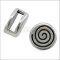 5mm flat CIRCLE COIL slider ANT SILVER - 10 pcs