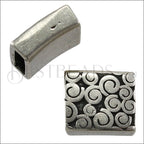10mm flat SWIRL slider ANT SILVER - 10 pcs