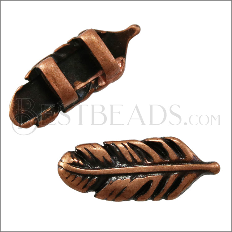 3mm flat FEATHER slider ANT COPPER - 10 pcs