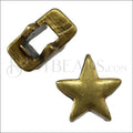 3mm flat STAR slider ANT BRASS - 10 pcs