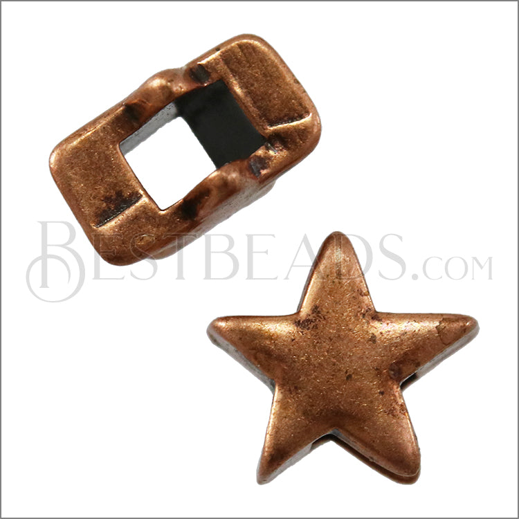 3mm flat STAR slider ANT COPPER - 10 pcs