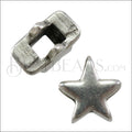 3mm flat STAR slider ANT SILVER - 10 pcs