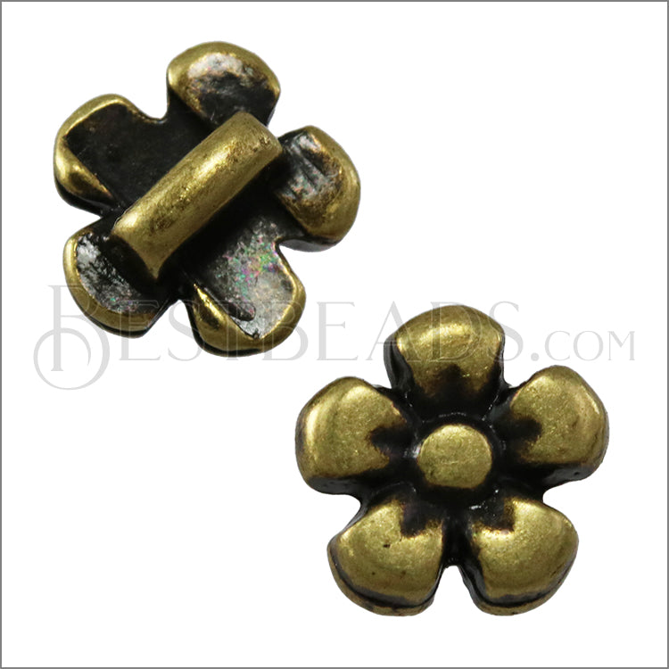 3mm flat DAISY slider ANT BRASS - 10 pcs