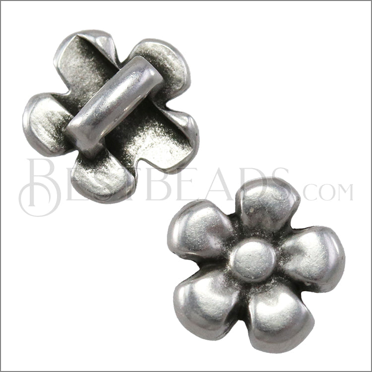 3mm flat DAISY slider ANT SILVER - 10 pcs
