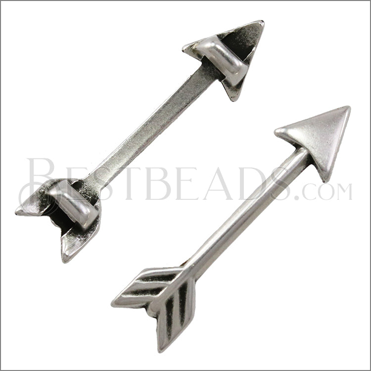 3mm flat ARROW slider ANT SILVER - 10 pcs