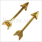3mm flat ARROW slider SHINY GOLD - 10 pcs