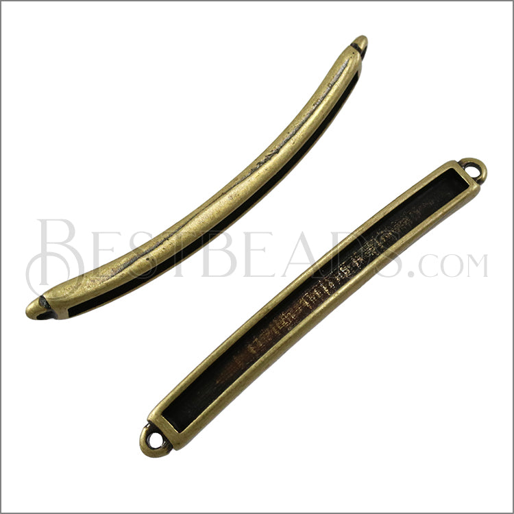 3mm flat ID BAR slider ANT BRASS - 10 pcs
