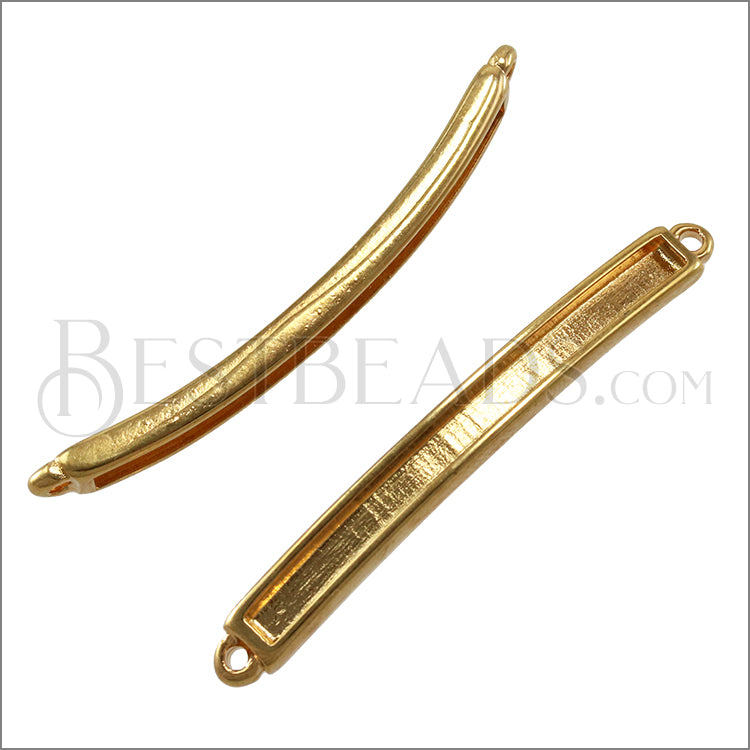 3mm flat ID BAR slider SHINY GOLD - 10 pcs