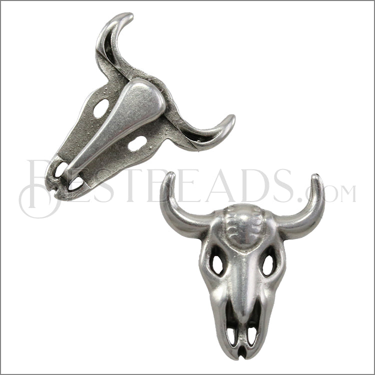 10mm flat BULLHEAD slider ANT SILVER - 10 pcs