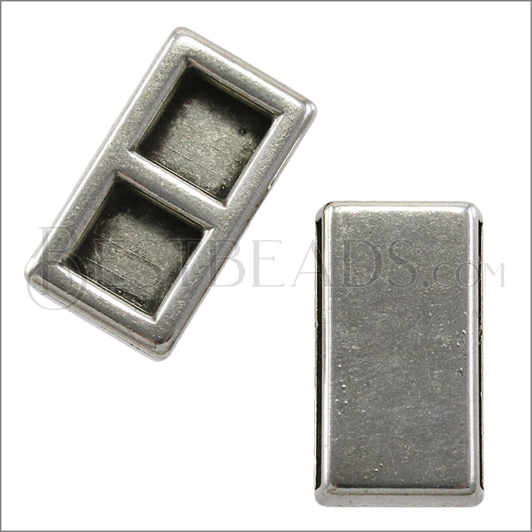 20mm flat THICK PLAIN slider ANT SILVER - 10 pcs
