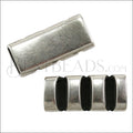 10mm flat CUT OUT BAR slider ANT SILVER - 5 pcs