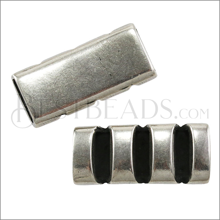 10mm flat CUT OUT BAR slider ANT SILVER - 5 pcs