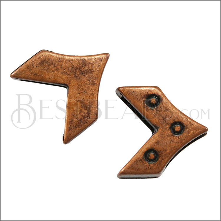 10mm flat REVERSIBLE CHEVRON slider ANTIQUE COPPER - 10 pcs