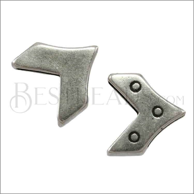 10mm flat REVERSIBLE CHEVRON slider ANT SILVER - 10 pcs