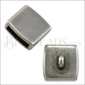 10mm flat SQUARE TOP LOOP slider ANT SILVER - 10 pcs